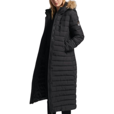 Damen - Slim-fit Mäntel Superdry Super Long Cut Fuji Coat - Black