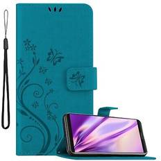 Cadorabo Flower Book Hülle für Huawei MATE 10 PRO Huawei Mate 10 Pro Smartphone Hülle, Blau