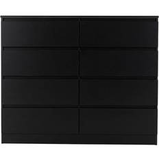 8 pcs Chest of Drawers SECONIQUE Malvern Black Chest of Drawer 121.5x100.1cm