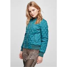Dam - Turkosa Ytterkläder Urban Classics Dam diamanttäcke nylonjacka jacka Jasper, XXL