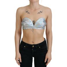 Silver - Women Tank Tops Dolce & Gabbana Silver Holographic Effect Bustier Brassiere Top IT40