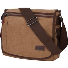 Brown - Men Messenger Bags Modoker Messenger Bag for Men, 13 Inches Laptop Satchel Bags, Canvas Shoulder Bag with Bottle Pocket, Brown