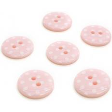 Red Buttons Hemline Pink Novelty Spotty Button 6 Pack