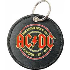 AC/DC Est 1973 Double Sided Patch Keyring - Black