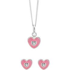 Children Jewellery Sets The Fine Collective The Love Jewellery Set - Silver/Pink/Transparent