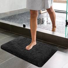 Black Non-Slip Bath Mats Oxford Homeware 1ft 8 2 4in, Mats Soft Shaggy Small & Large Mats