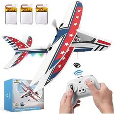 Deerc RC Plane, 2.4GHZ Remote Control Airplane W/ 3 Batteries & 6-axis Gyro Stabilizer, 2CH RTF RC Glider Toy for Beginners Kids Boys Girls Adults