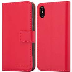 Apple iPhone XS Max Wallet Cases iCatchy Red For iPhone XS MAX Leather Wallet Flip Holder Case