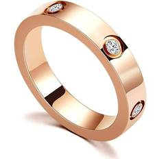 Stainless Steel Rings Mascot Love Friendship Ring 18K Gold Silver Rose Plated Cubic Zirconia Stainless Steel Promise Ring Wedding Band Jewelry Birthday Gifts for Womenrose-10