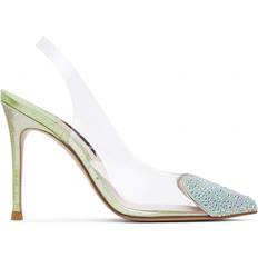 Sophia Webster Green Amora Slingback Heel Mint Croc IT