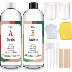 LAifu Epoxy Resin Kits 1000ml/33.8oz 2 Part Crystal Clear Casting Resin Kit with Graduated Cups,Droppers, Sticks, Gloves and Plastic Scrapers for Tumblers