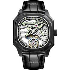 Wrist Watches Aesop Real Tourbillon Skeleton Hand-Wind Mechanical Wrist Men Sapphire Crystal Manual Wind Business Dress Hollow Clock Man Super Luminous Leather