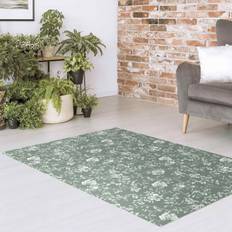 Vinilo Alfombras Klebefieber Tapis En Vinyle Vrilles De Fleurs Sur Vert Verde