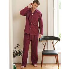 British Boxers 'Cahors' Herringbone Brushed Cotton Pyjama Set Burgundy