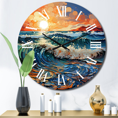 Clocks Design Art "Beach Photo Sunlit Waves XI" Nautical & Beach Oversized Wall Clock