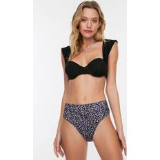 Viola Fondi bikini Leopard-Bikini a Vita Alta con Motivo Leopardato Bottoms - Lilla