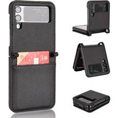 Wallet Cases Allytech Allytech for Samsung Galaxy Z Flip3 Case Z Flip3 Wallet Cover Slim PU Leather Shockproof Protective Cards Holder Wallet Case Cover for Samsung Galaxy Z Flip3 5G Black