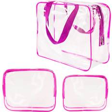 Bags ROYBENS 3Pcs Crystal Clear Cosmetic Bag TSA Air Travel Toiletry Bag Set with Zipper Vinyl PVC Make-up Pouch Handle Straps for Women Men, Waterproof Packing Organizer Storage Diaper Pencil Bags