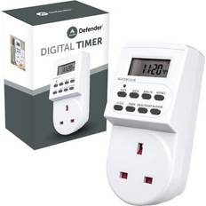 Defender 24 Hour Digital Timer Plug Electric Switch Energy Saver Timer Standard Size Digital Plug-in Timer Socket 240v 3 Pin Plug with