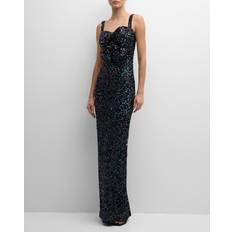 Evening Gowns - Polyamide Dresses Black Halo Milaya Bow-Front Sequin Sweetheart Column Gown