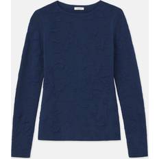 Nylon - Sweatshirts Jumpers Lafayette 148 New York Wool Floral Motif Crewneck Sweater