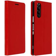 Avizar Funda Sony Xperia 5 Piel, Rojo