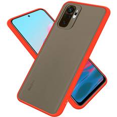 Cadorabo Hybrid Matt Cover Xiaomi Redmi Note 10 Smartphone Hülle, Rot, Schwarz