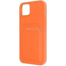 Avizar Coque iPhone 14 Silicone Souple Porte-carte orange