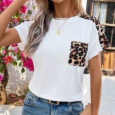 Leopard - Women T-shirts Shein Leopard Print Round Neck T-Shirt