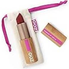 Makeup ZAO matt läppstift 465 mörkröd läppstift, i påfyllningsbar bambuburk bio, Ecocert, Cosmebio, naturkosmetik