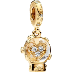 Pandora Heart Snowflake Snow Globe Dangle Charm - Gold/Transparent