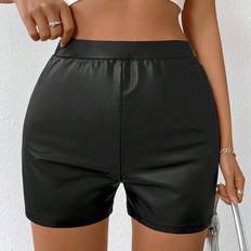 Shein Women Shorts Shein High-Waisted Pu Leather Shorts With Elegant Style