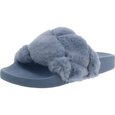 Fur Slides Steve Madden Snooze Womens Faux Fur Slip On Pool Slides