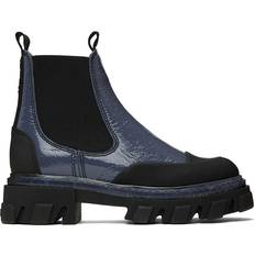 Patent Leather Chelsea Boots Ganni Blue Cleated Low Chelsea Boots 758 Gray Blue IT