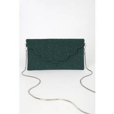 Suede - Women Clutches Lulus Emerald Green Beaded Clutch Womens One Size Vegan Friendly