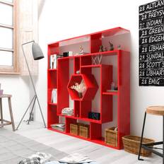 Red Book Shelves Decorotika Labrina Hexagonal Modern 53" Book Shelf