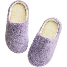 Fur - Men Slippers Nicexmas Women Cozy Furry House Slippers Mens Cotton-Padded Plush Slippers Couples Winter Home Shoes Purple