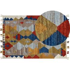 Beliani Wool Kilim Area Rug 200 x 300 cm Multicolour Red, Multicolour
