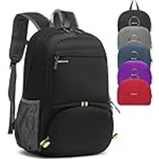 MRPLUM 25L-30L ryggsäck vikbar ultralätt packbar ryggsäck, unisex hållbar praktisk dagväska för resor och utomhussporter hållbar och vattentät svart