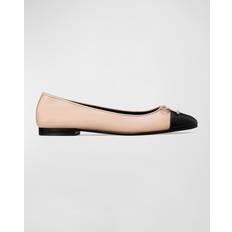 Polyester Ballerinaskor Tory Burch Läderballerina Flats - Beige