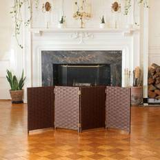 Oriental Furniture 2 Woven Fiber Folding Screen Room Divider