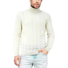 Turtleneck Sweaters - White XRay Men's Cable-Knit Turtleneck Sweater Cream