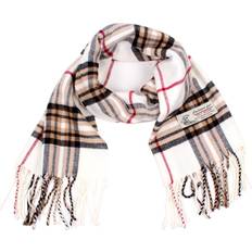 Men - Viscose Scarfs TZ Promise Classic Warm Plaid Scarves - White