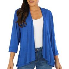 Cardigans Juniper Lime Womens Solid Jersey Open Asymmetric Cardigan ROYAL BLUE