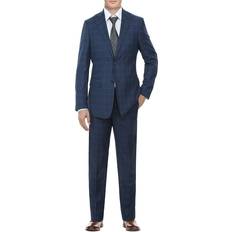 Wool Suits English Laundry Men's Two Button Plaid Suit Blue