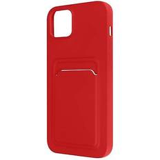 Avizar Coque iPhone 14 Silicone Souple Porte-carte rouge