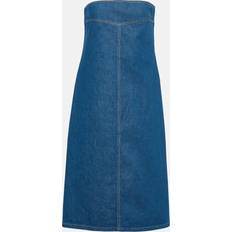 Ferragamo Dam Klänningar Ferragamo Strapless denim midi dress blue