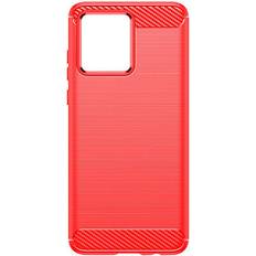 Avizar Coque pour Motorola Moto G84 Effet Carbone Silicone Flexible Antichoc Rouge