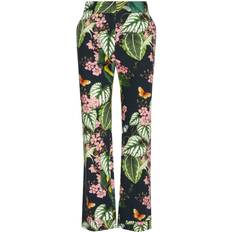 Printed Straight Cropped Poplin Pants - Multicoloured