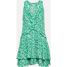 Poupette St Barth Mae Floral Ruffle-Trimmed Minidress - Green